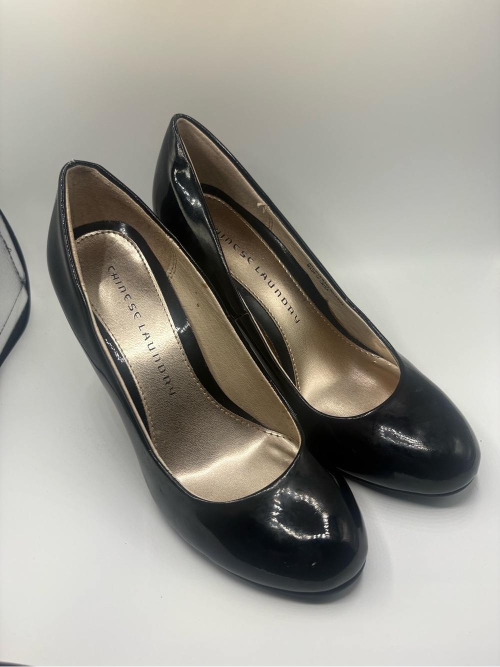 Chinese Laundry Black Patent Round-Toe Pumps